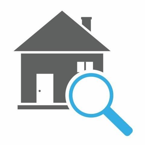 house icon with a magnifying glass